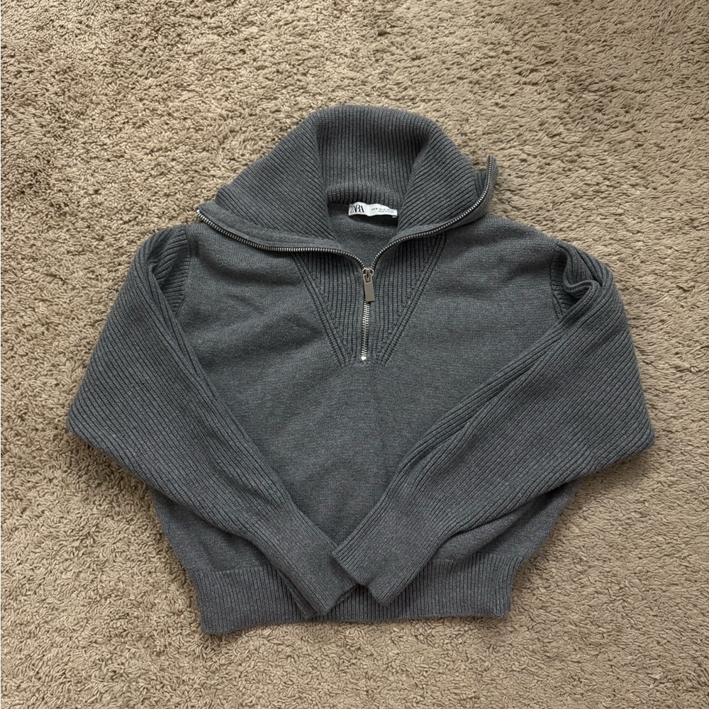 Zara Gray Half Zip Sweater